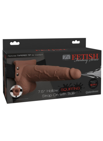7.5" Hollow Squirting Strap-on with Balls
